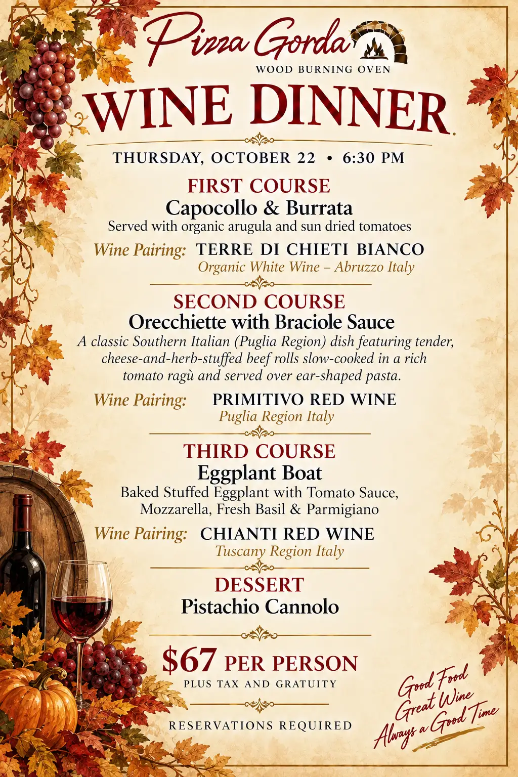 Autumn Wine Dinner