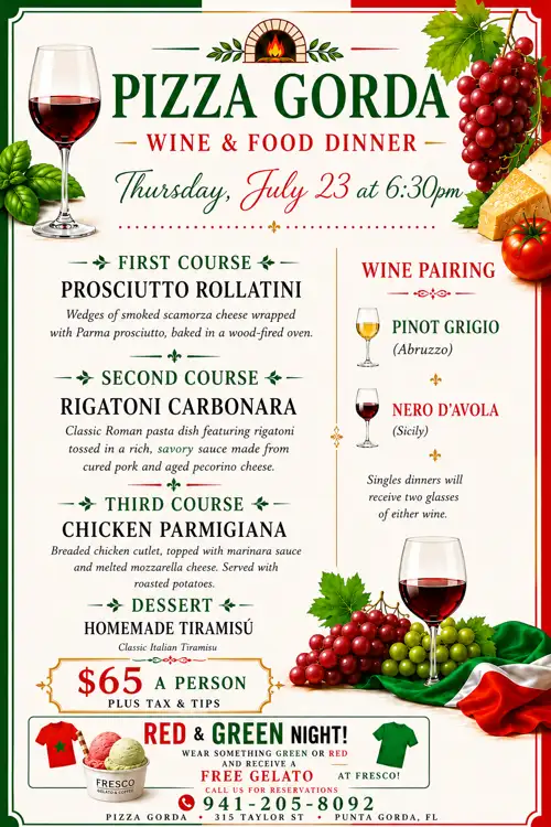 Red & Green Wine Dinner Event 