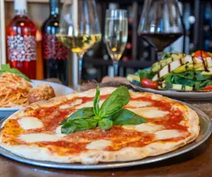 Delicious margarita pizza from Pizza Gorda. 