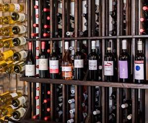 The wine storage at Pizza Gorda. 